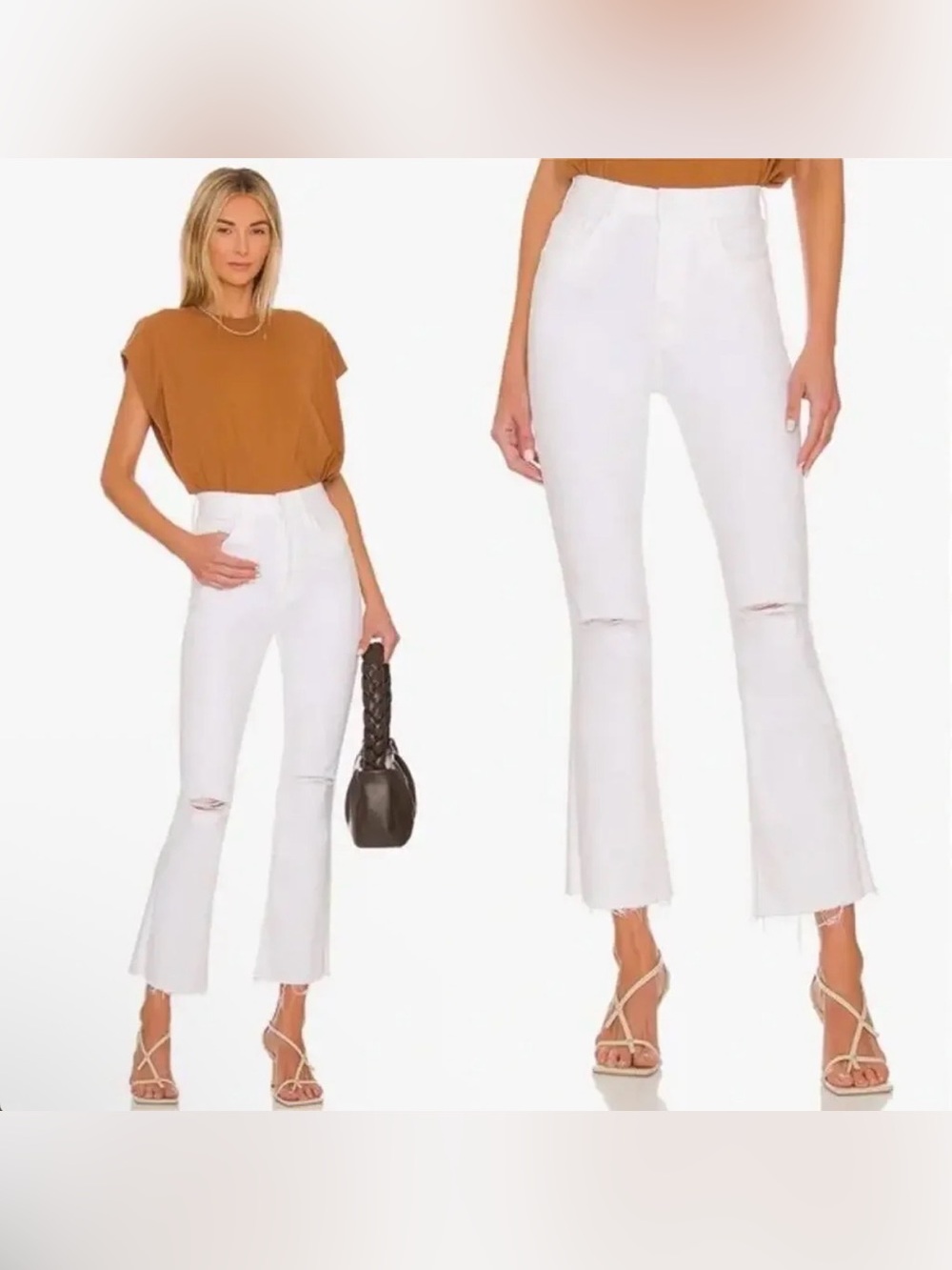 MOTHER White Jeans Tripper Ankle Fray